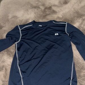 Navy Long Sleeve Sports Shirt with White Trim